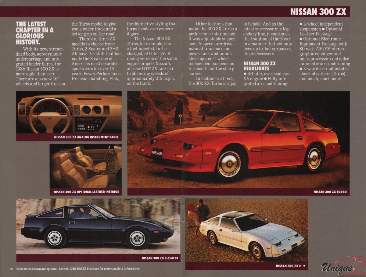 1986 Nissan Cars and Trucks Brochure Page 1